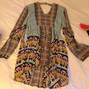 Fun Free People Colorful Longsleeve Dress SZ S